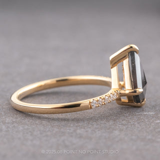 1.38 Carat Salt and Pepper Kite Diamond Engagement Ring, Jules Setting, 14K Yellow Gold