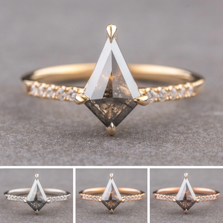 1.07 Carat Salt and Pepper Kite Diamond Engagement Ring, Jules Setting