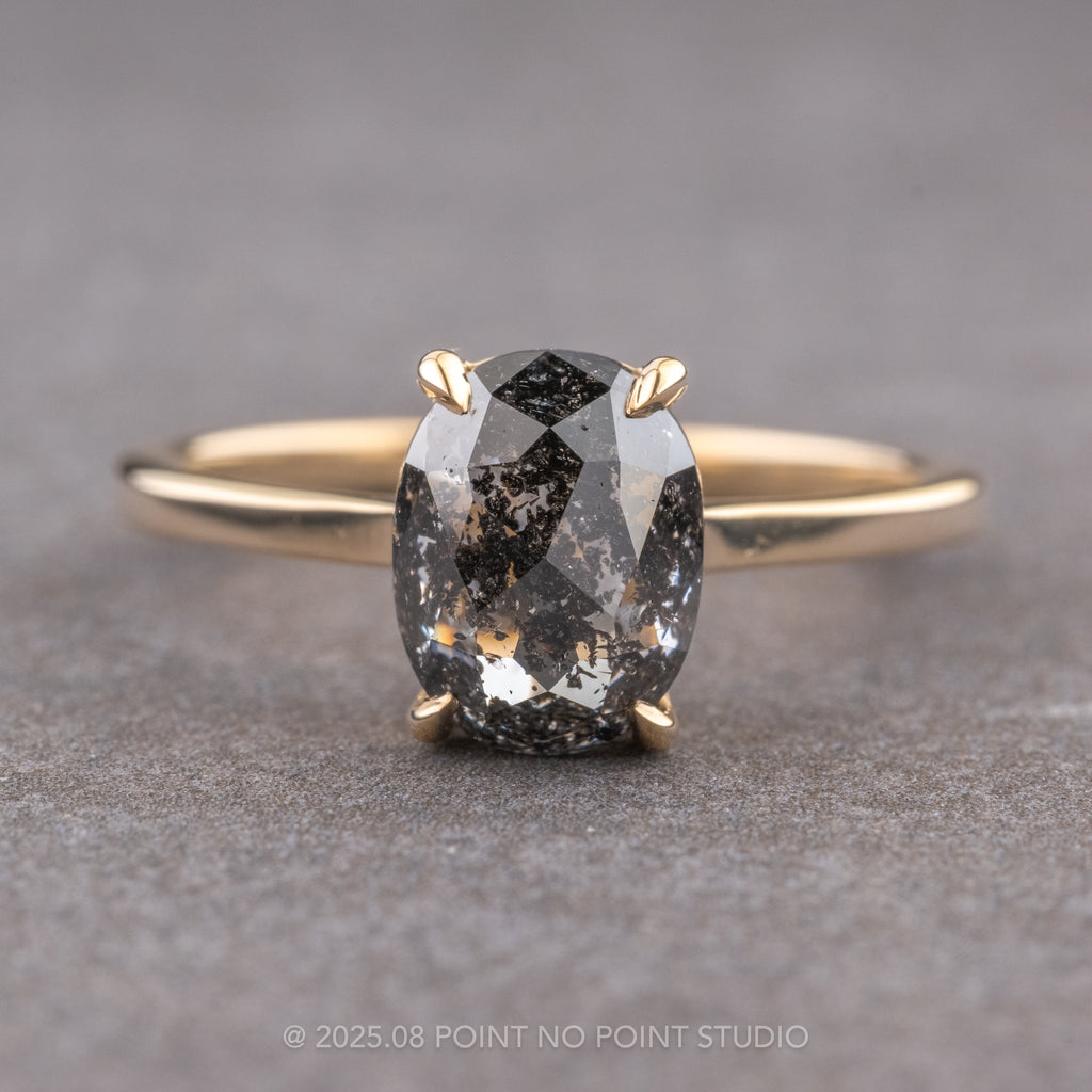 Black Salt and Pepper Diamond Engagement Ring, Point No Point Studio