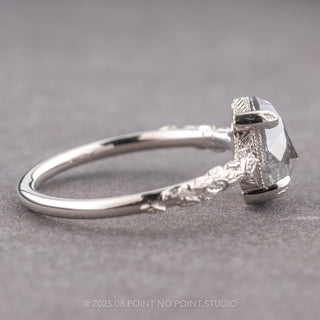 1.84 Carat Salt and Pepper Pear Diamond Engagement Ring, Pixie Setting, Platinum