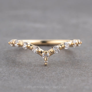 Round Diamond V-Contour Wedding Band, Nova Setting, 14K Yellow Gold