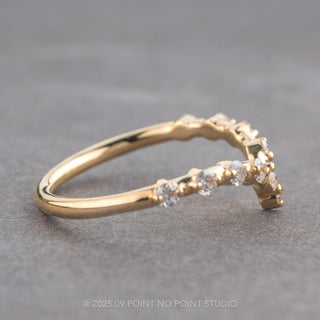 Round Diamond V-Contour Wedding Band, Nova Setting, 14K Yellow Gold