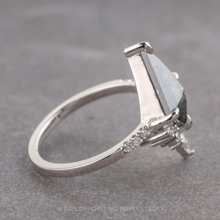 2.32 Carat Salt and Pepper Kite Diamond Engagement Ring, Avaline Setting, Platinum