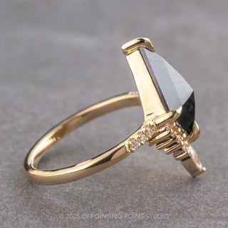 2.59 Carat Black Kite Diamond Engagement Ring, Avaline Setting, 14k Yellow Gold