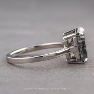 3.82 Carat Black Speckled Asscher Diamond Engagement Ring, Lark Setting, Platinum