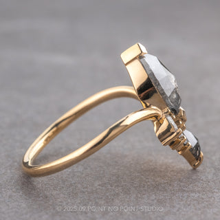 2.32 Carat Salt and Pepper Marquise Diamond Engagement Ring, Edith Setting, 14K Yellow Gold