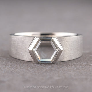 Clear Hexagon Diamond Wedding Band, Cygnus Setting, Platinum