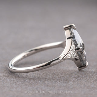 1.33 Carat Black Speckled Marquise Diamond Engagement Ring, Aela Setting, Platinum