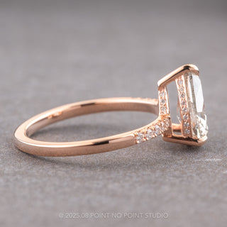 2.07 Carat Salt and Pepper Pear Diamond Engagement Ring, Juliette Setting, 14K Rose Gold