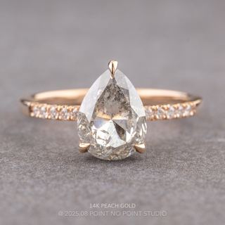 1.40 Carat Canadian Salt and Pepper Pear Diamond Engagement Ring, Juliette Setting