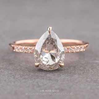 1.40 Carat Canadian Salt and Pepper Pear Diamond Engagement Ring, Juliette Setting