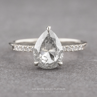 1.40 Carat Canadian Salt and Pepper Pear Diamond Engagement Ring, Juliette Setting