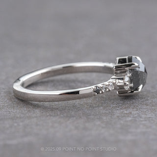 1.38 Carat Black Speckled Hexagon Diamond Engagement Ring, Ombre Eliza Setting, Platinum