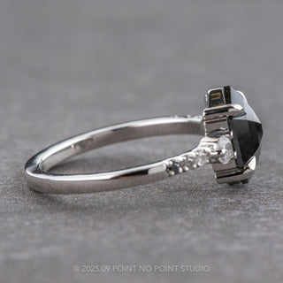 1.70 Carat Black Hexagon Diamond Engagement Ring, Ombre Eliza Setting, Platinum