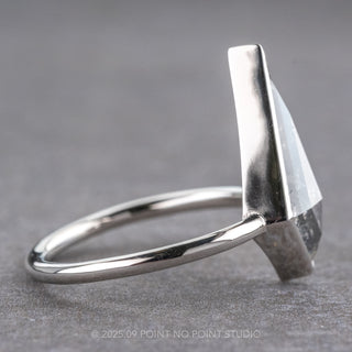 2.44 Carat Salt and Pepper Kite Diamond Engagement Ring, Bezel Jane Setting, Platinum