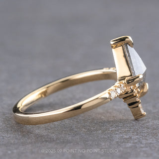 1.05 Carat Salt and Pepper Kite Diamond Engagement Ring, Avaline Setting, 14K Yellow Gold