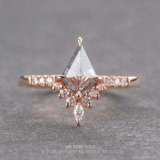 .95 Carat Salt and Pepper Kite Diamond Engagement Ring, Avaline Setting