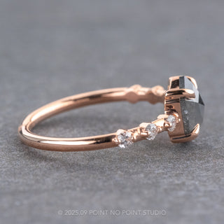 1.35 Carat Black Hexagon Diamond Engagement Ring, Nova Setting, 14k Rose Gold