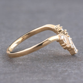 Marquise and Baguette Moissanite Wedding Band, Tassel Setting, 14K Yellow Gold