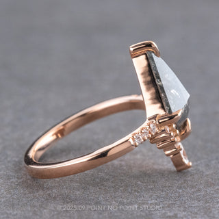 1.68 Carat Salt and Pepper Kite Diamond Engagement Ring, Avaline Setting, 14K Rose Gold