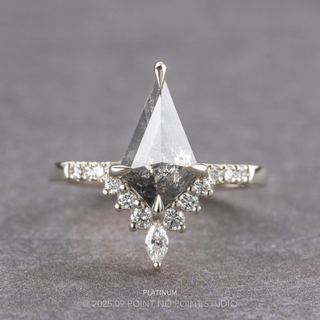 1.41 Carat Salt and Pepper Kite Diamond Engagement Ring, Avaline Setting