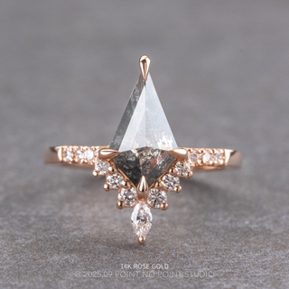 1.41 Carat Salt and Pepper Kite Diamond Engagement Ring, Avaline Setting