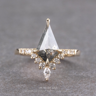 1.41 Carat Salt and Pepper Kite Diamond Engagement Ring, Avaline Setting