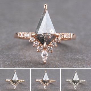 1.41 Carat Salt and Pepper Kite Diamond Engagement Ring, Avaline Setting