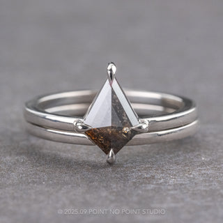 1.20 Carat Black Speckled Kite Diamond Engagement Ring, Jane Setting, Platinum