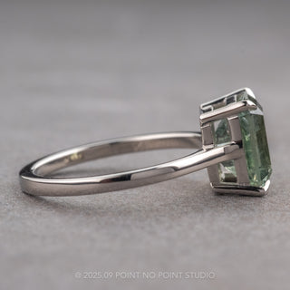 3.30 Carat Emerald Shaped Montana Sapphire Engagement Ring, Lark Setting, Platinum