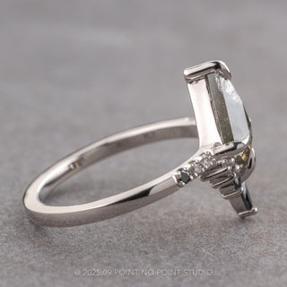 1.31 Carat Salt and Pepper Kite Diamond Engagement Ring, Ombre Avaline Setting, Platinum