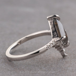 1.56 Carat Salt and Pepper Kite Diamond Engagement Ring, Avaline Setting, Platinum