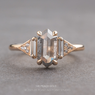 1.83 Carat Salt and Pepper Hexagon Diamond Engagement Ring, Azalea Setting