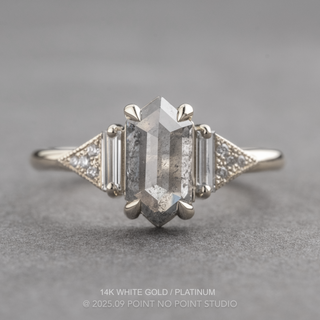 1.83 Carat Salt and Pepper Hexagon Diamond Engagement Ring, Azalea Setting