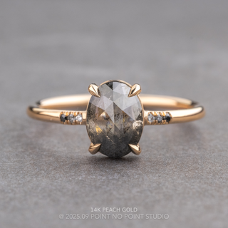 2.39 Carat Black Speckled Oval Diamond Engagement Ring, Ombre Juliette Setting