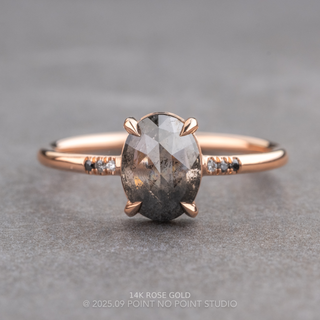 2.39 Carat Black Speckled Oval Diamond Engagement Ring, Ombre Juliette Setting