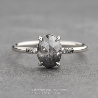 2.39 Carat Black Speckled Oval Diamond Engagement Ring, Ombre Juliette Setting