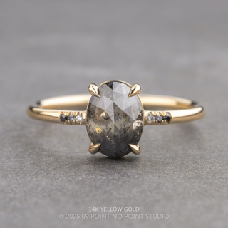 2.39 Carat Black Speckled Oval Diamond Engagement Ring, Ombre Juliette Setting