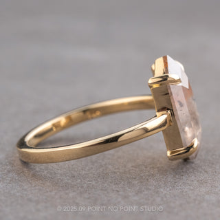 2.23 Carat Icy Grey with Orange Hexagon Diamond Engagement Ring, Jane Setting, 14k Yellow Gold