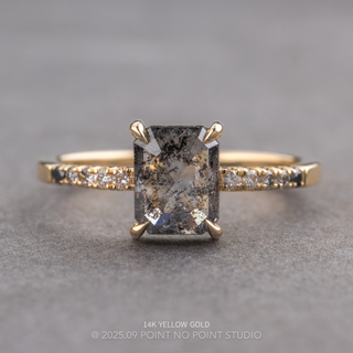1.40 Carat Salt and Pepper Emerald Shaped Diamond Engagement Ring, Ombre Jules Setting