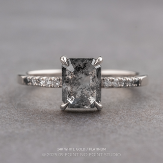 1.40 Carat Salt and Pepper Emerald Shaped Diamond Engagement Ring, Ombre Jules Setting