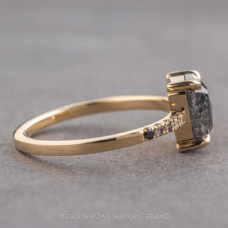 1.54 Carat Salt and Pepper Emerald Shaped Diamond Engagement Ring, Ombre Jules Setting, 14K Yellow Gold