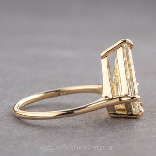 4.29 Carat Clear Shield Diamond Engagement Ring, Lark Setting, 14K Yellow Gold