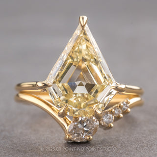 4.29 Carat Clear Shield Diamond Engagement Ring, Lark Setting, 14K Yellow Gold