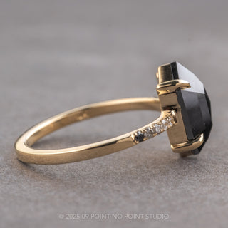 2.87 Carat Black Hexagon Diamond Engagement Ring, Ombre Jules Setting, 14k Yellow Gold