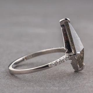 2.48 Carat Smoky Salt and Pepper Kite Diamond Engagement Ring, Jules Setting, Platinum