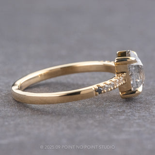 .97 Carat Salt and Pepper Hexagon Diamond Engagement Ring, Ombre Jules Setting, 14K Yellow Gold
