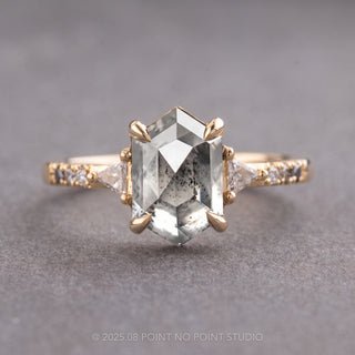 1.25 Carat Icy Salt and Pepper Hexagon Diamond Engagement Ring, Ombre Eliza Setting