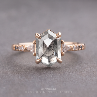 1.25 Carat Icy Salt and Pepper Hexagon Diamond Engagement Ring, Ombre Eliza Setting