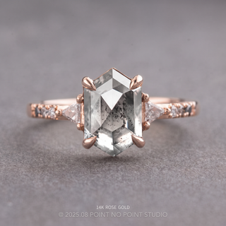 1.25 Carat Icy Salt and Pepper Hexagon Diamond Engagement Ring, Ombre Eliza Setting